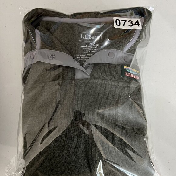 LL Bean Womens L Olive Green Snap Up Fleece Jacket Pullover Long Sleeve Sweater - Picture 15 of 16